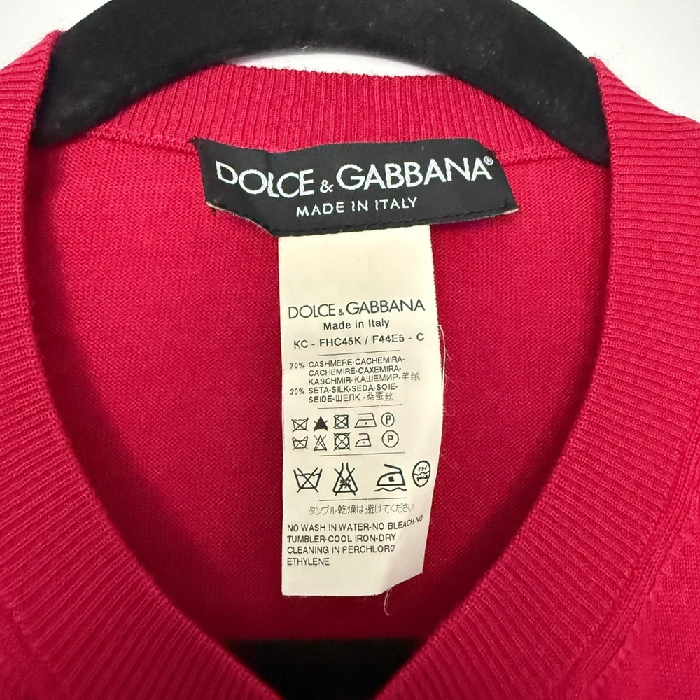 Dolce & Gabbana Raspberry Short Sleeve Cropped Cardigan with Diamond Buttons - Picture 5 of 9